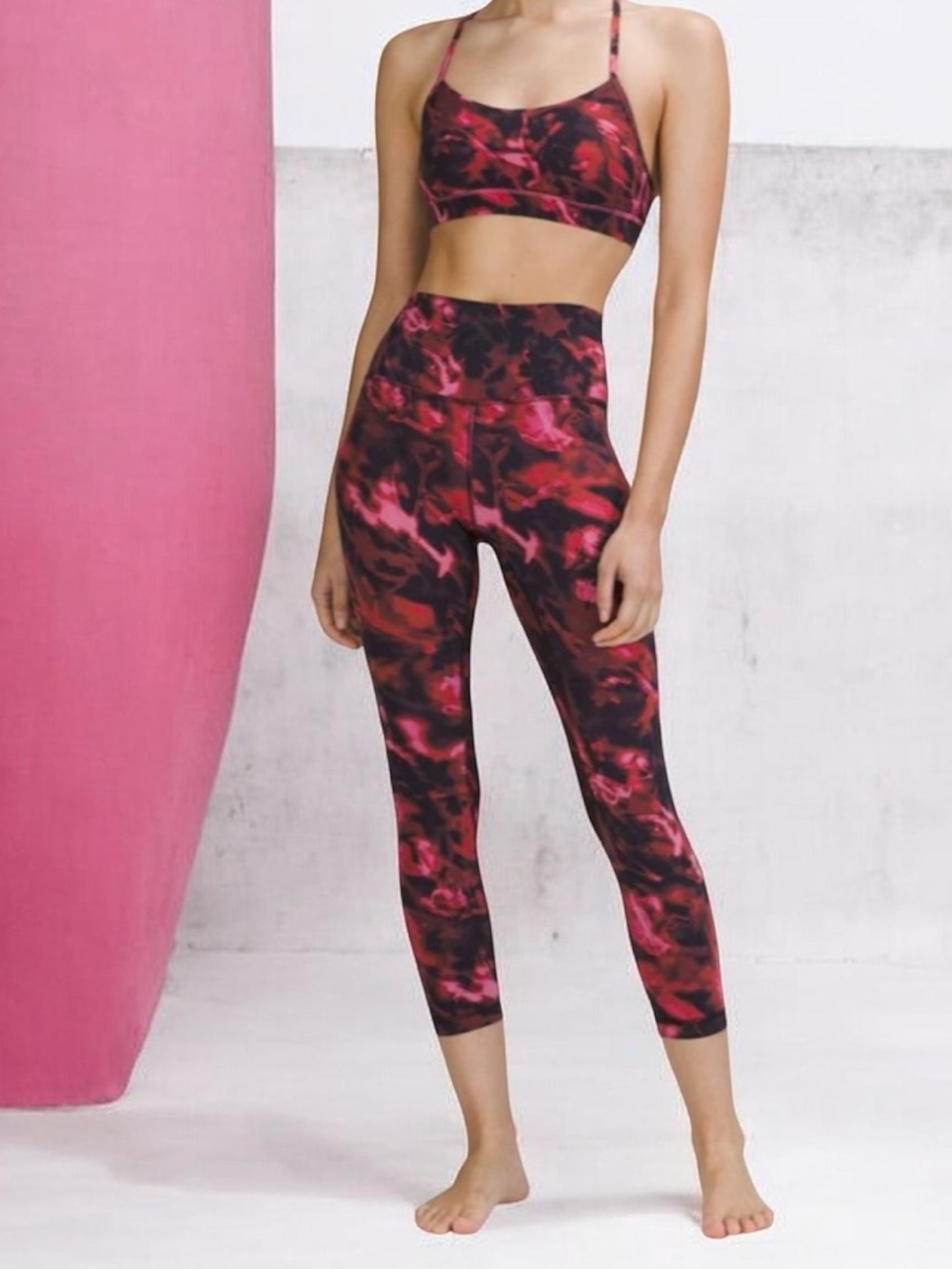 lululemon Align iPink Blossom Pink Abstract Print Leggings tank set. Lite peelin